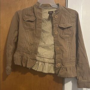 Tan Jacket with Ruffle Hem